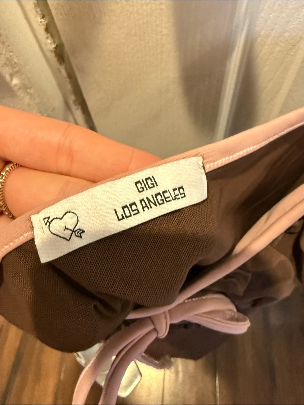 Gigi Los Angeles Brown Dress with Pink Tie-Straps - Picture 2 of 4